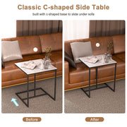 C Shape Sofa Side End Table Sintered Stone Black White V178-66798