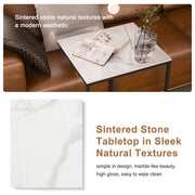 C Shape Sofa Side End Table Sintered Stone Black White V178-66798