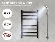 Aluminium Heated Towel Rail 7-Bar Electric Warmer Black V178-66800