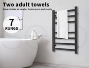Aluminium Heated Towel Rail 7-Bar Electric Warmer Black V178-66800