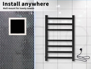 Aluminium Heated Towel Rail 7-Bar Electric Warmer Black V178-66800