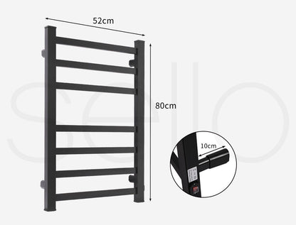 Aluminium Heated Towel Rail 7-Bar Electric Warmer Black V178-66800