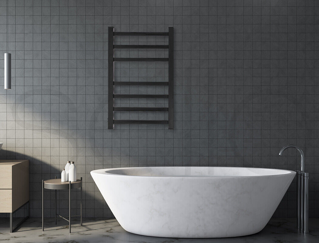Aluminium Heated Towel Rail 7-Bar Electric Warmer Black V178-66800