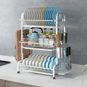 3 Tier Dish Drying Rack Silver 43cm High 60cm V178-66803