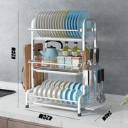 3 Tier Dish Drying Rack Silver 43cm High 60cm V178-66803