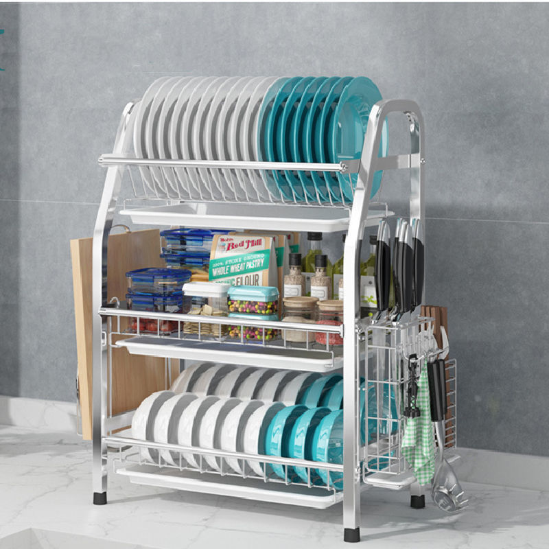 3 Tier Dish Drying Rack Silver 63cm V178-66804