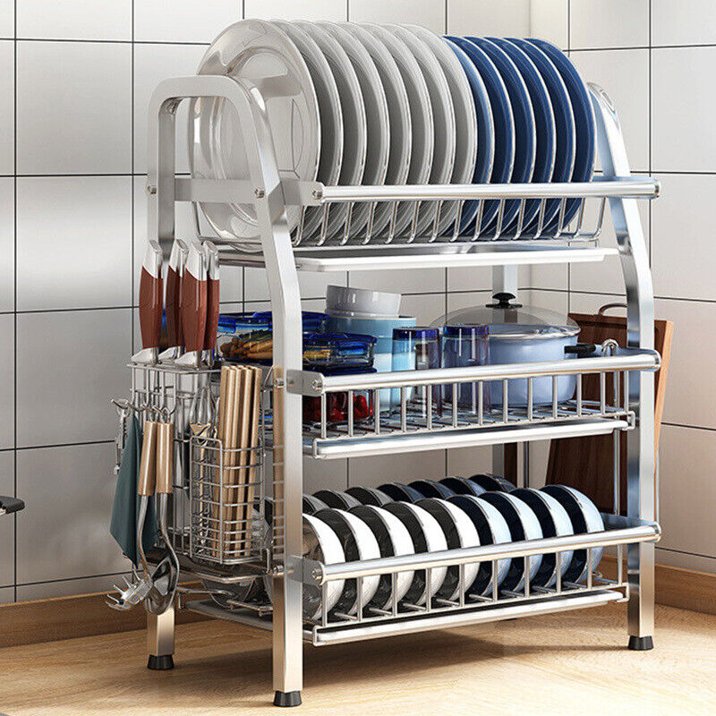 3 Tier Dish Drying Rack Silver 63cm V178-66804