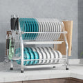 2 Tier Silver Kitchen Dish Rack Drainer 41cm High 25cm Long V178-66805