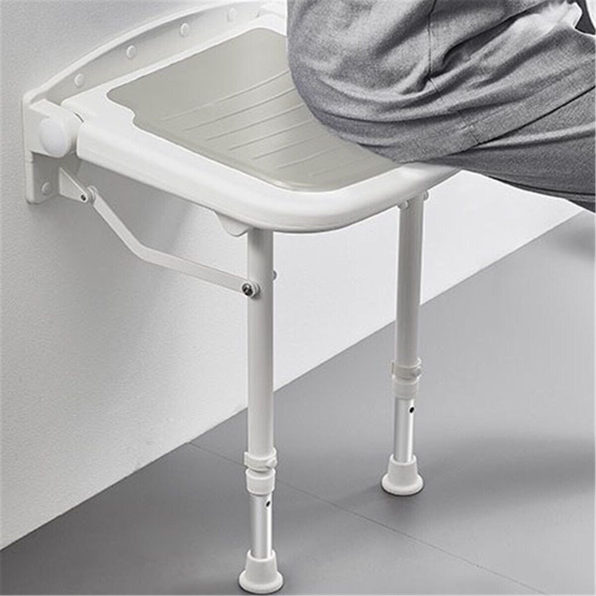 Wall-Mount Foldable Shower Chair, Adjustable, Non-Slip Feet V178-66807