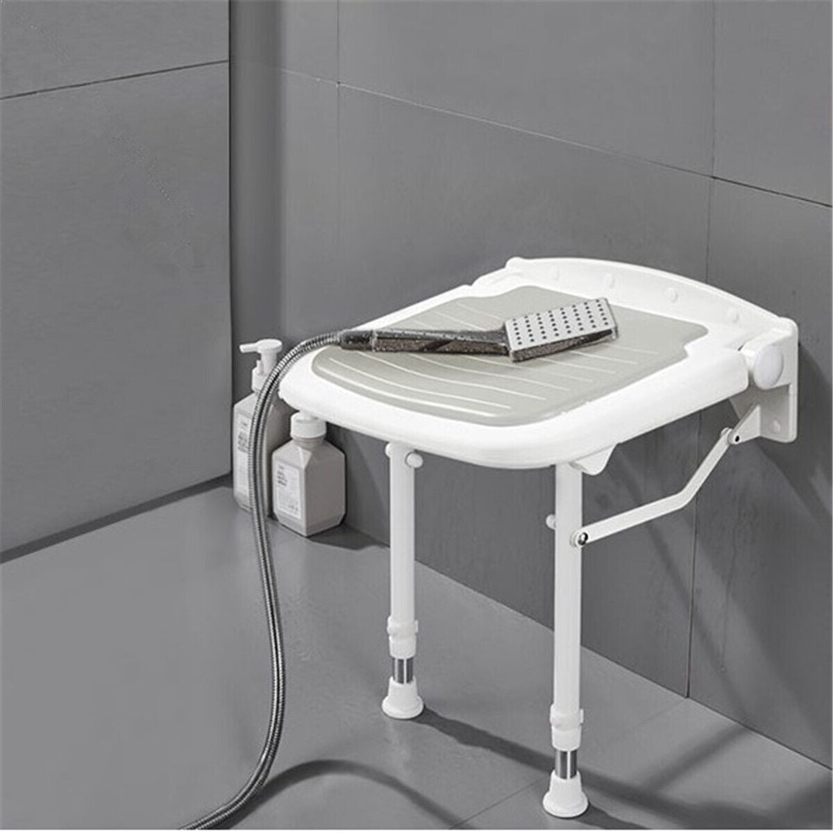 Wall-Mount Foldable Shower Chair, Adjustable, Non-Slip Feet V178-66807