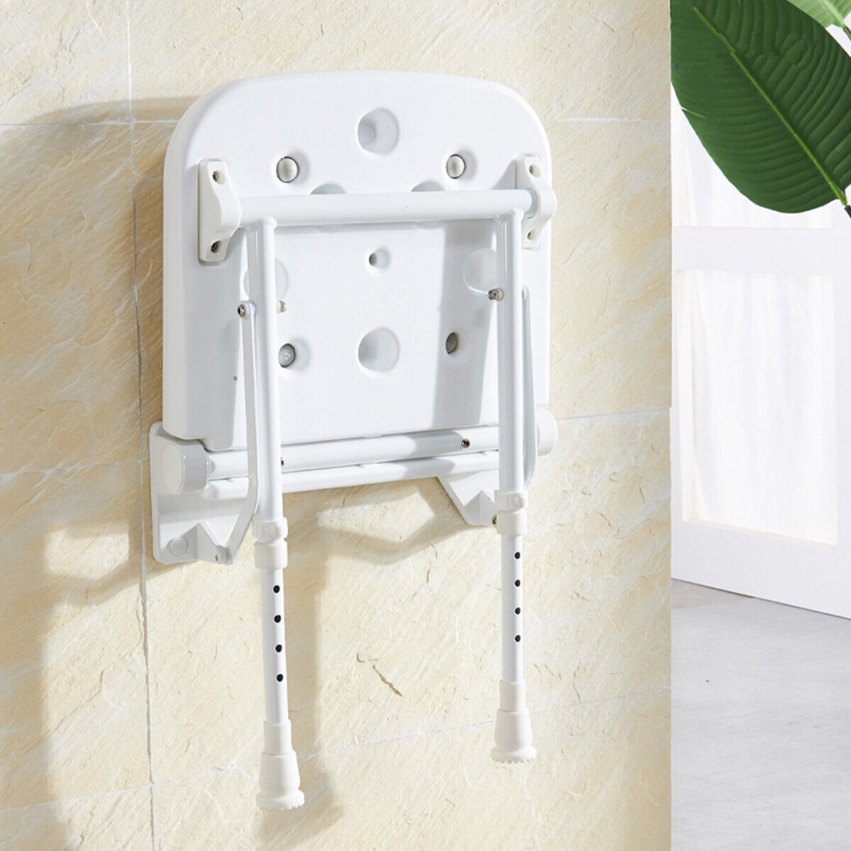 Wall-Mount Foldable Shower Chair, Adjustable, Non-Slip Feet V178-66807