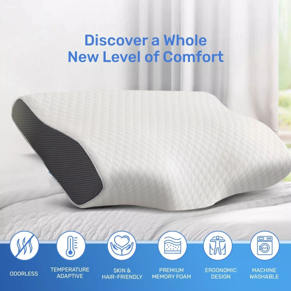 Cervical Memory Foam Pillow Butterfly Shape Standard Anti Snore V178-66808