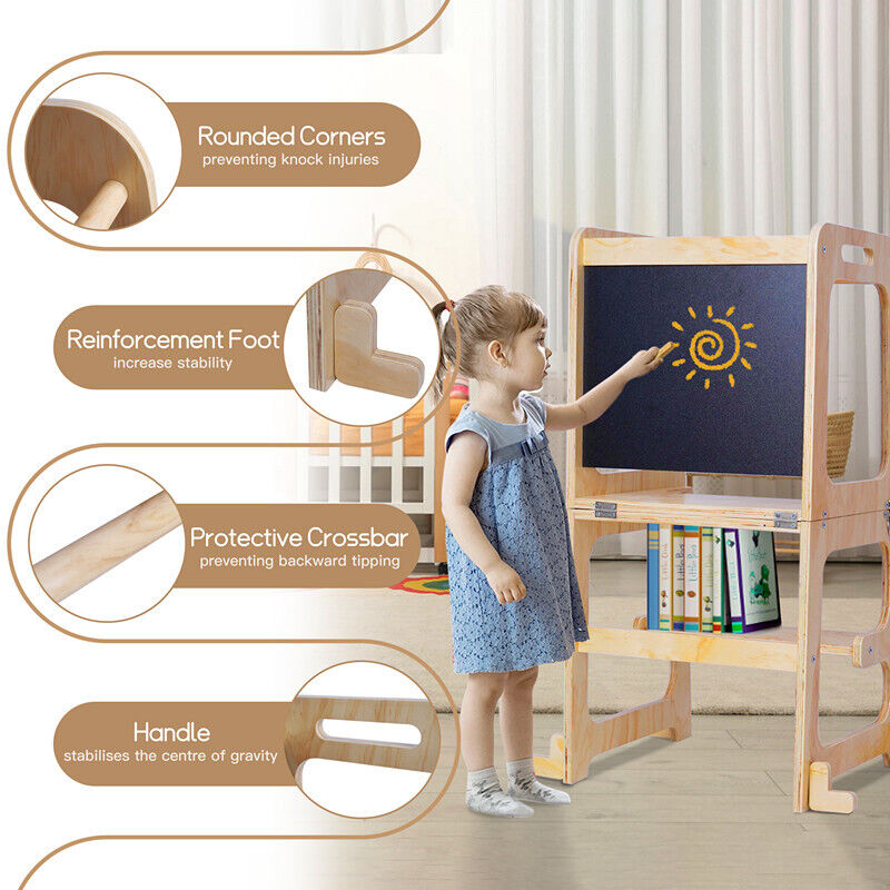 Wooden Toddler Step Stool Learning Tower Kitchen Safety V178-66811
