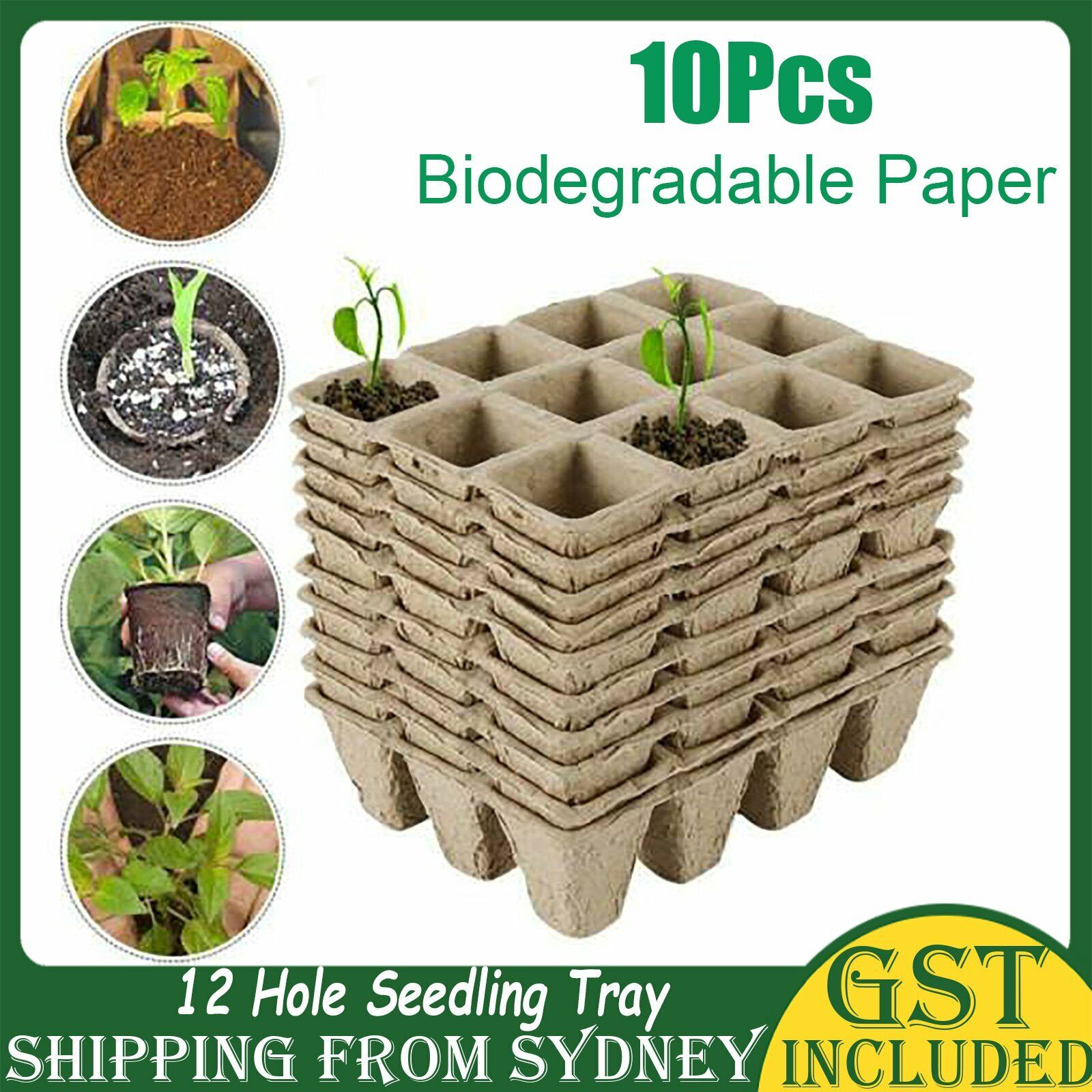 10pcs Biodegradable Seedling Trays 12-Hole Garden Starter V178-66812