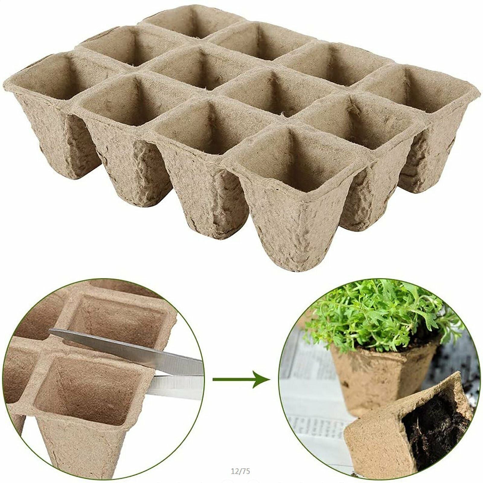 10pcs Biodegradable Seedling Trays 12-Hole Garden Starter V178-66812
