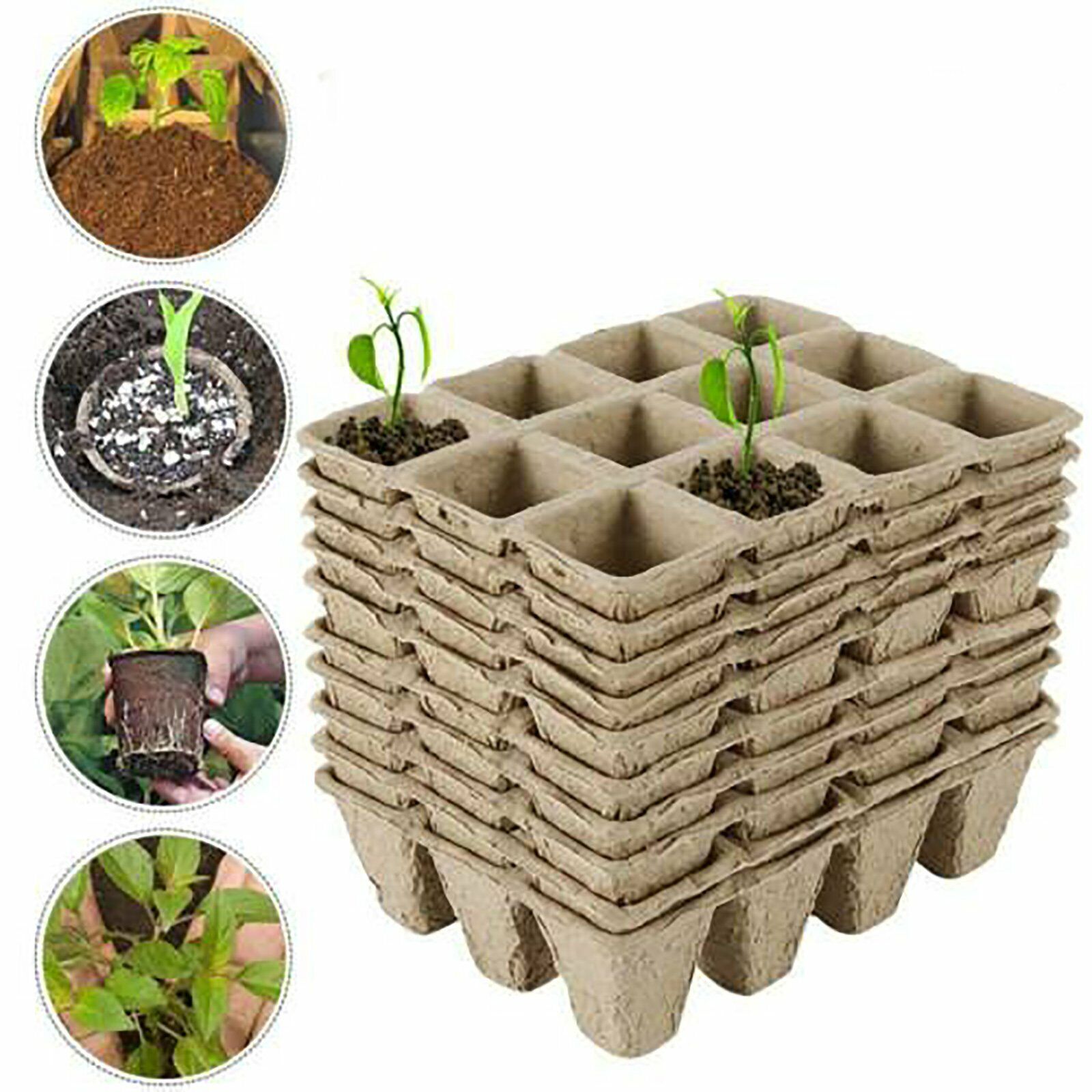 10pcs Biodegradable Seedling Trays 12-Hole Garden Starter V178-66812