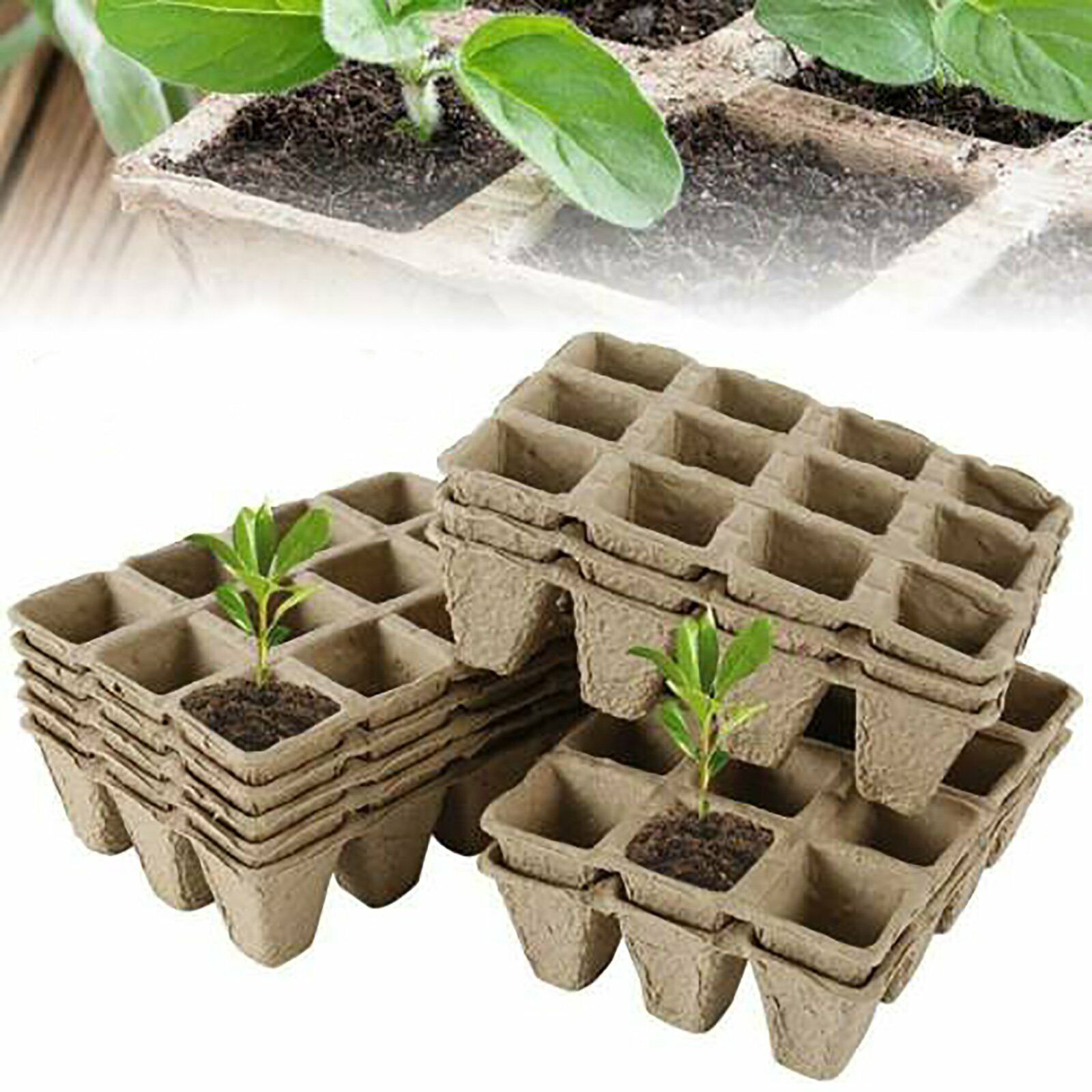 10pcs Biodegradable Seedling Trays 12-Hole Garden Starter V178-66812