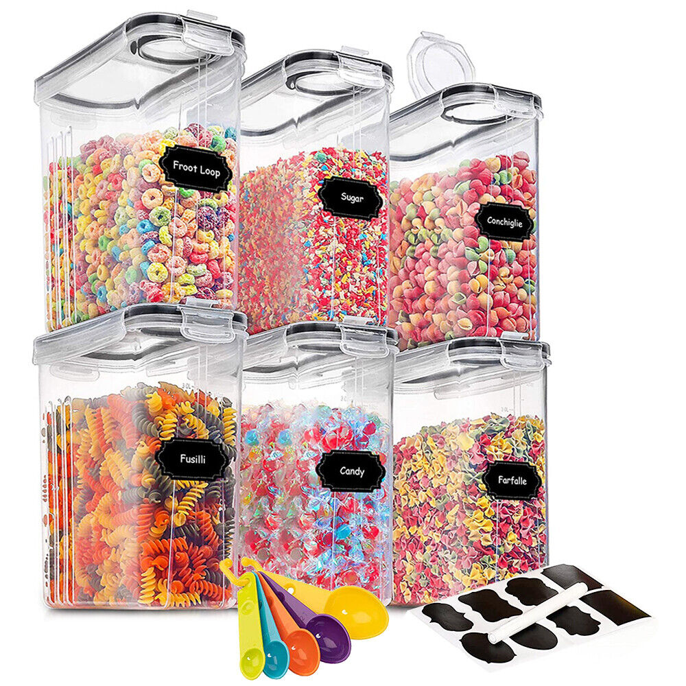 6PCS Food Storage Containers Kitchen Dry Pantry Organiser Airtight Lids V178-66815