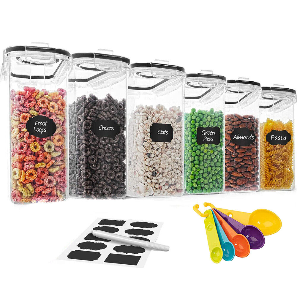 6PCS Food Storage Containers Kitchen Dry Pantry Organiser Airtight Lids V178-66815