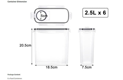 6PCS Food Storage Containers Kitchen Dry Pantry Organiser Airtight Lids V178-66815