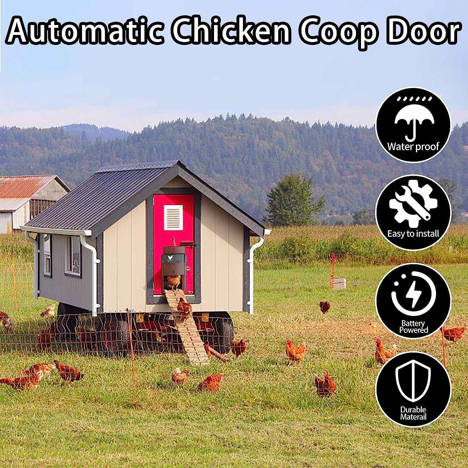 Automatic Chicken Coop Door Opener Solar Timer Sensor LCD AU V178-66819
