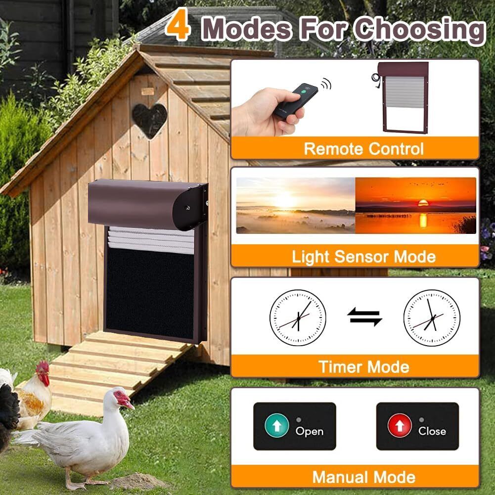 Automatic Chicken Coop Door Opener with Gate Light Sensor Remote V178-66820