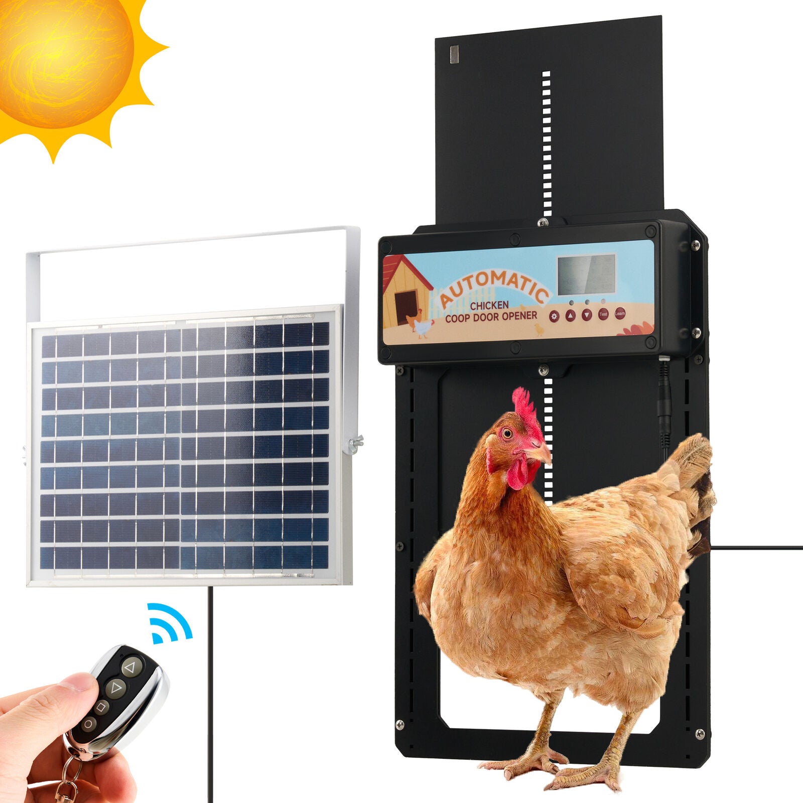 Automatic Chicken Coop Door Solar/Battery/AC 6W Aluminum Copper V178-66821