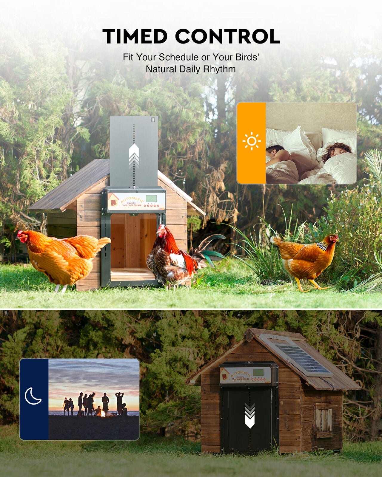 Automatic Chicken Coop Door Solar/Battery/AC 6W Aluminum Copper V178-66821