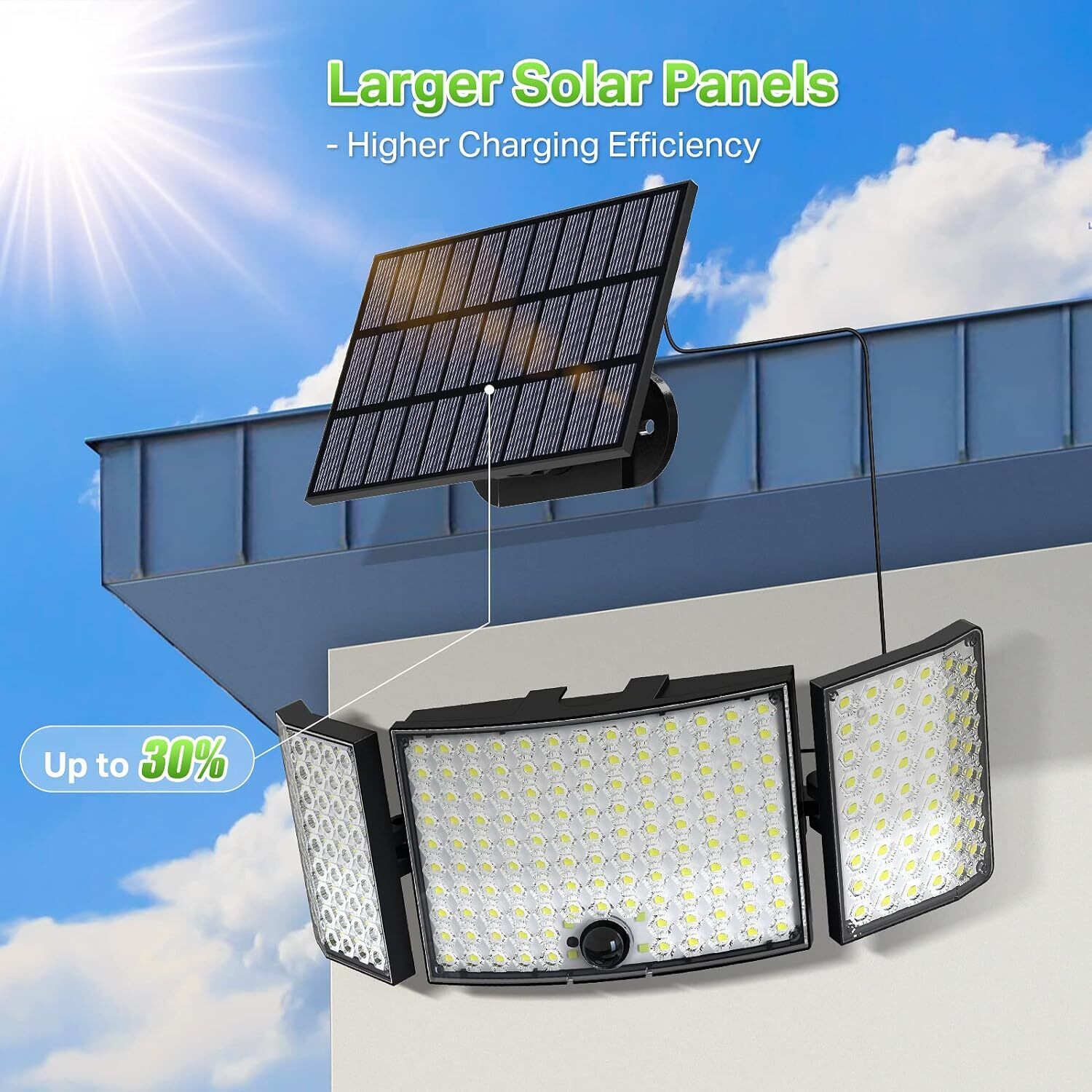 234 LED Solar Motion Sensor Light 5500K Cool Black Outdoor Security Flood Lamp V178-66823