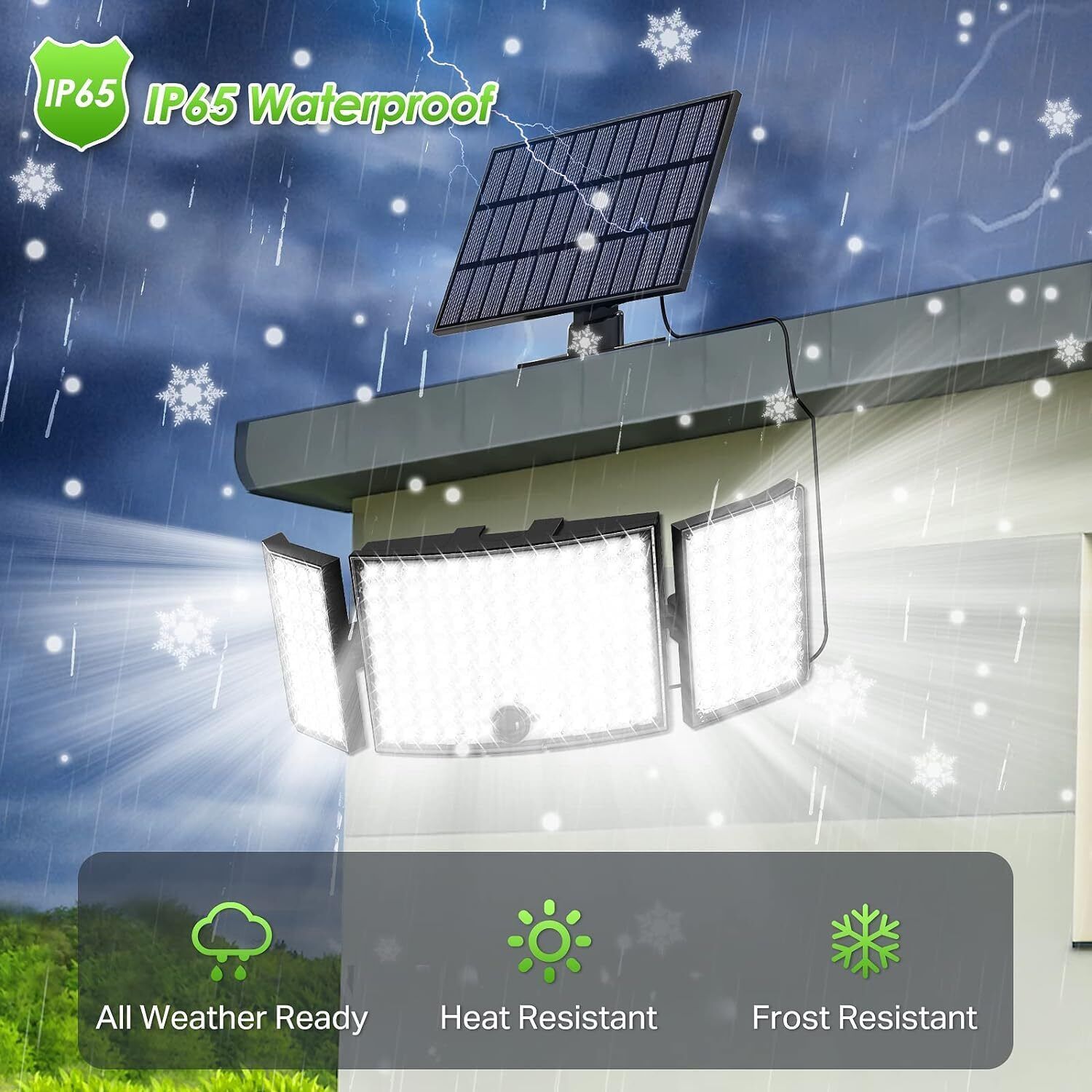 234 LED Solar Motion Sensor Light 5500K Cool Black Outdoor Security Flood Lamp V178-66823