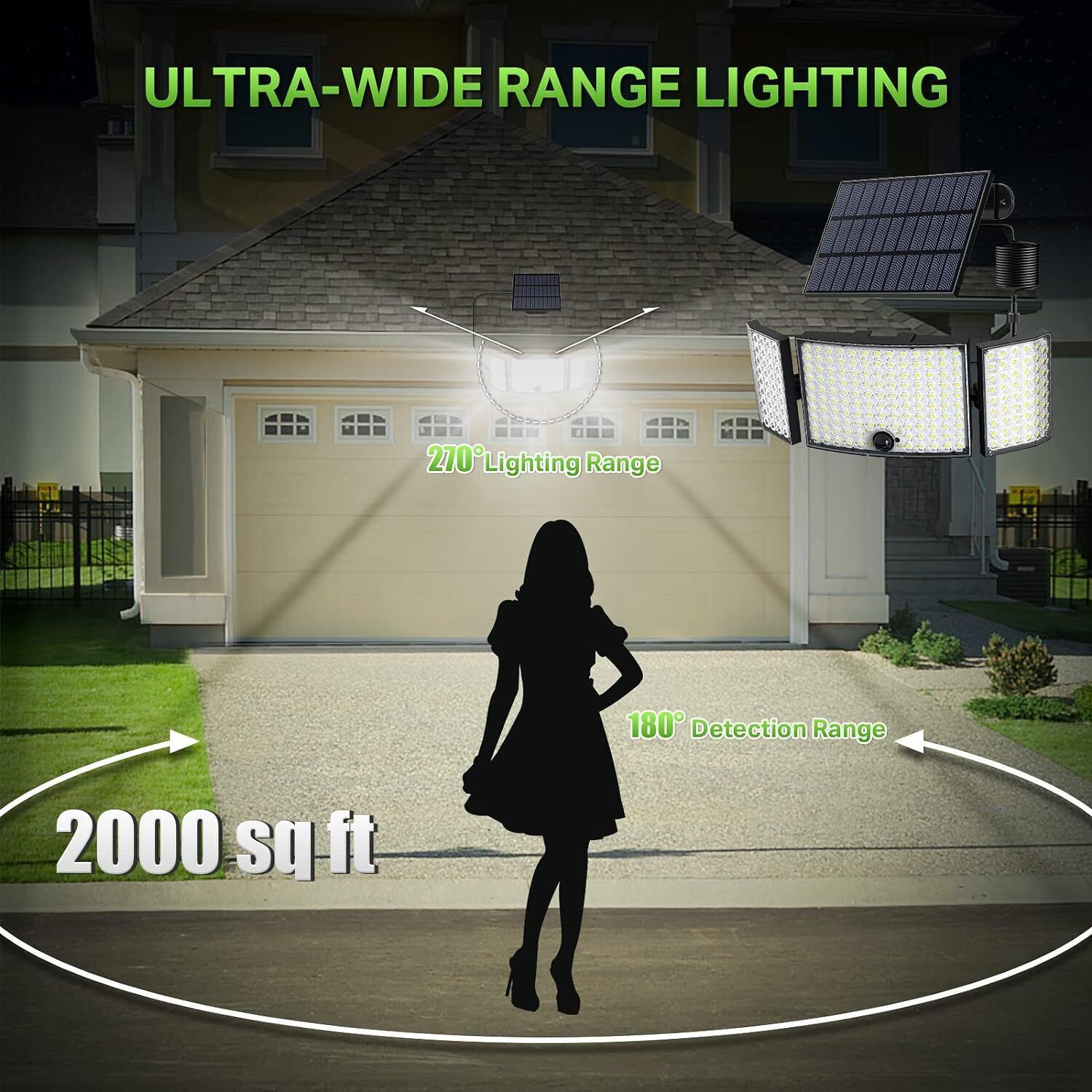 234 LED Solar Motion Sensor Light 5500K Cool Black Outdoor Security Flood Lamp V178-66823