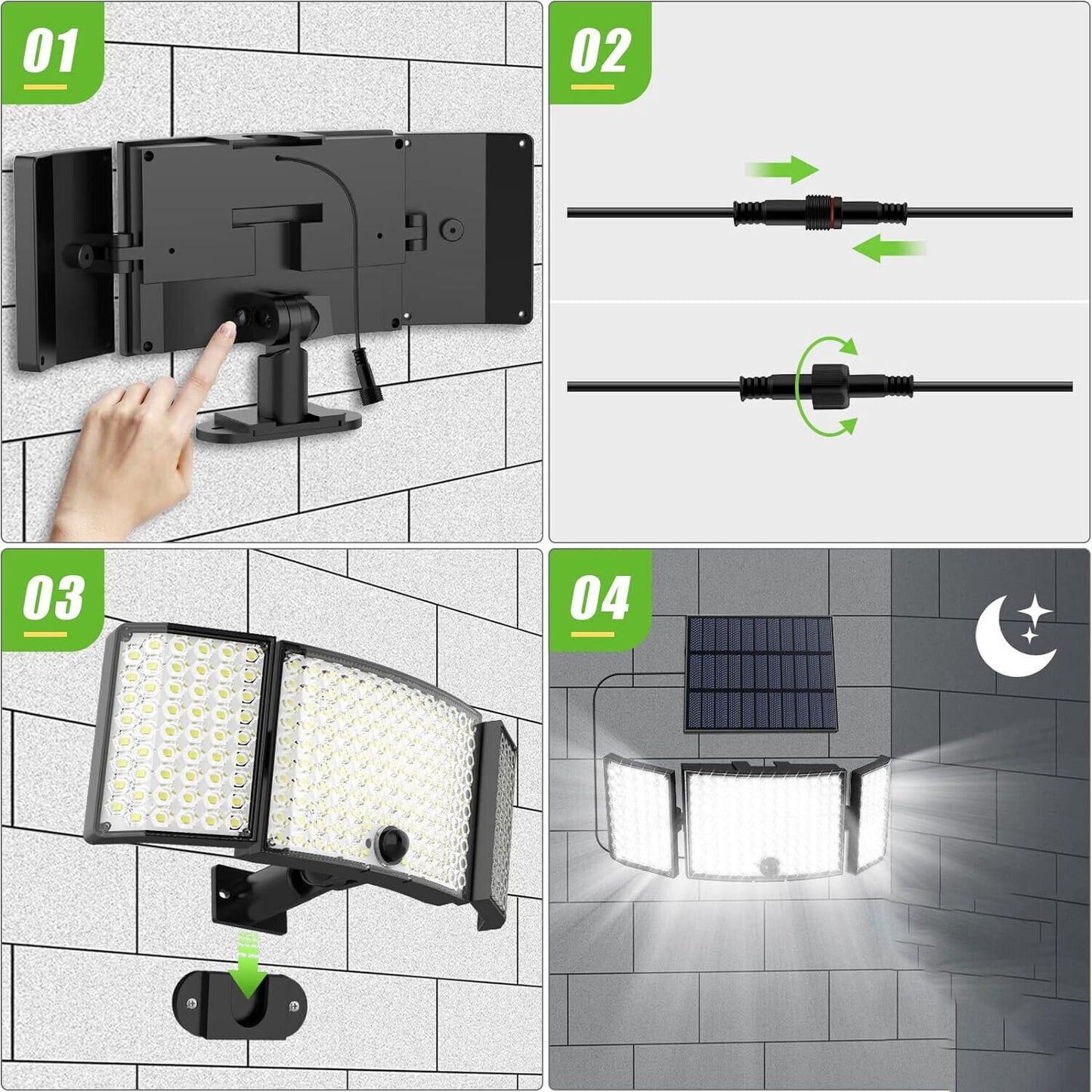 234 LED Solar Motion Sensor Light 5500K Cool Black Outdoor Security Flood Lamp V178-66823