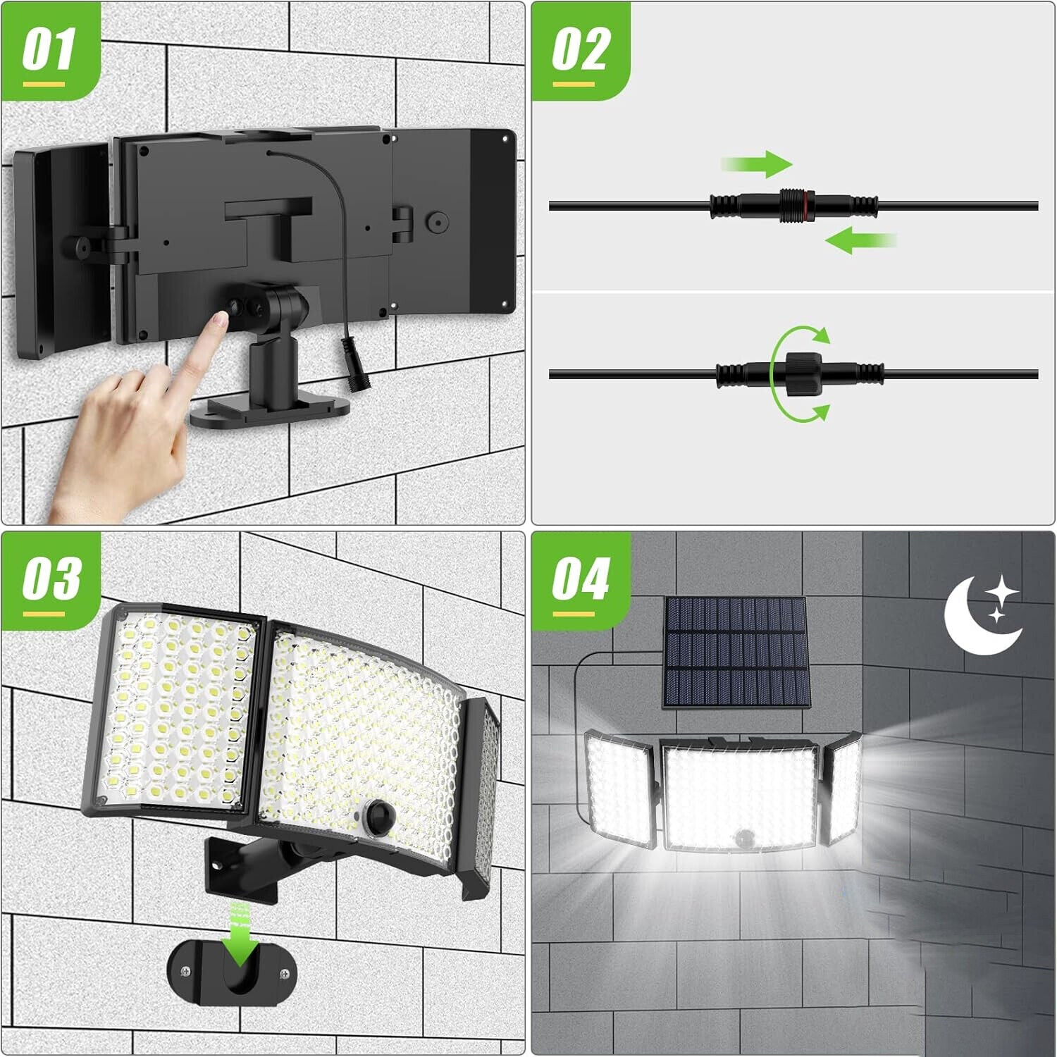 234 LED Solar Motion Sensor Light 5500K Cool Black Outdoor Security Flood Lamp V178-66823