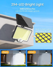 294 LED Solar Light Motion Sensor 6500K Black Outdoor Security Wall Flood Lamp V178-66824