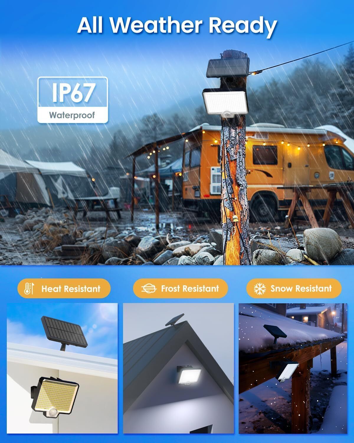 294 LED Solar Light Motion Sensor 6500K Black Outdoor Security Wall Flood Lamp V178-66824