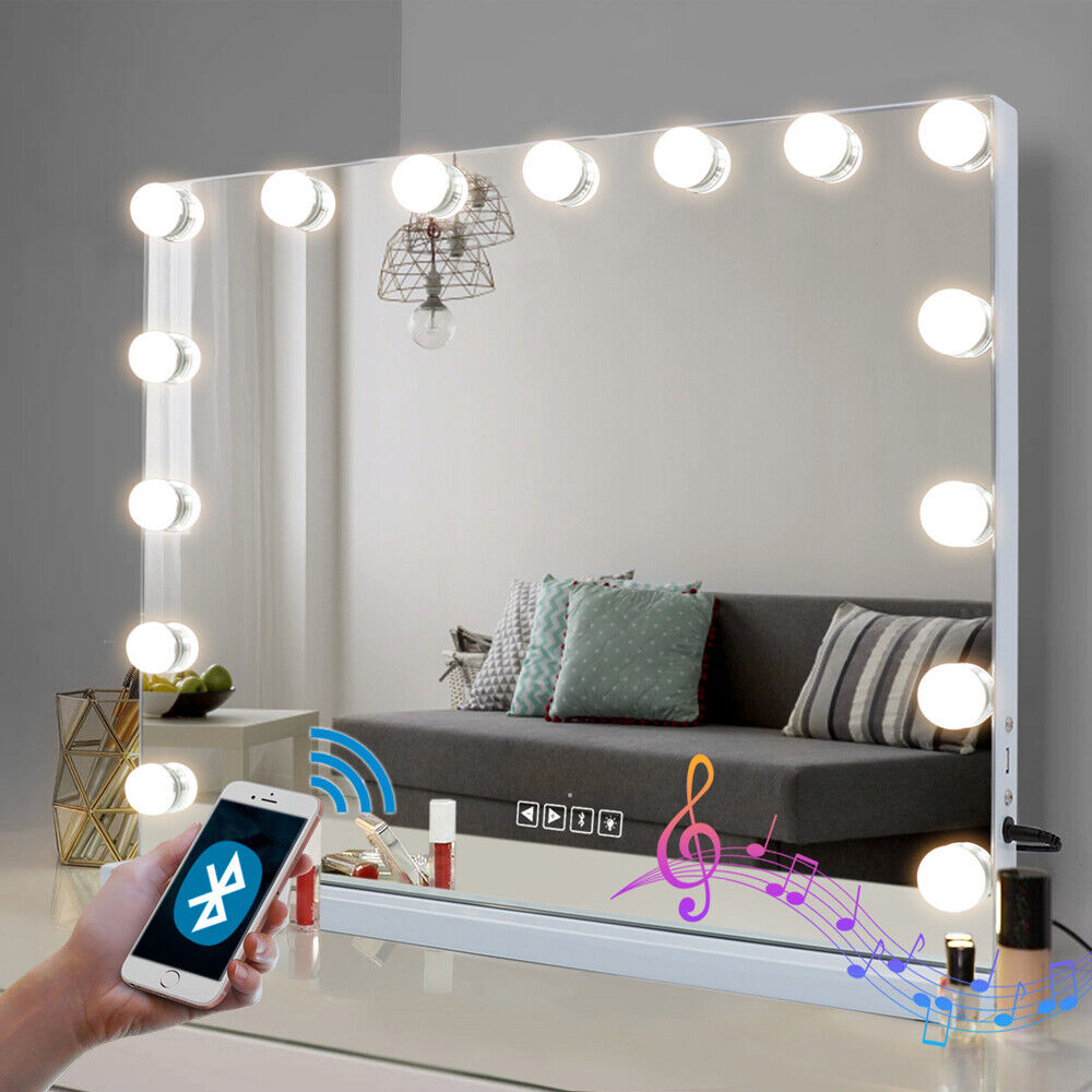 Hollywood LED Vanity Mirror Bluetooth Rectangle White Silver V178-66825