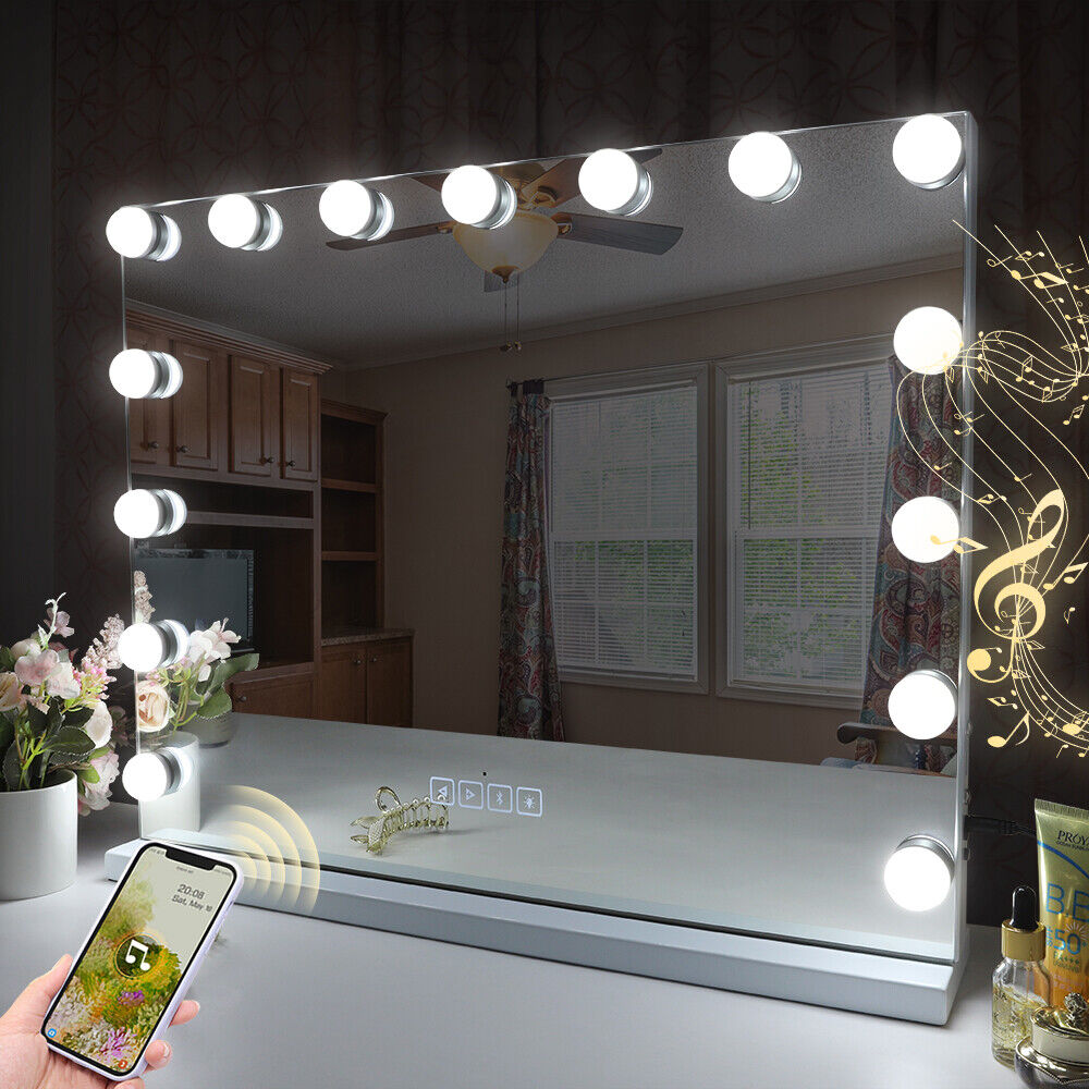 Hollywood LED Vanity Mirror Bluetooth Rectangle White Silver V178-66825