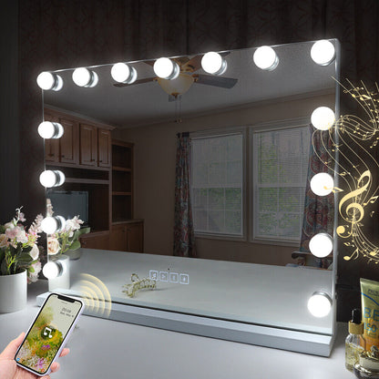 Hollywood LED Vanity Mirror Bluetooth Rectangle White Silver V178-66825