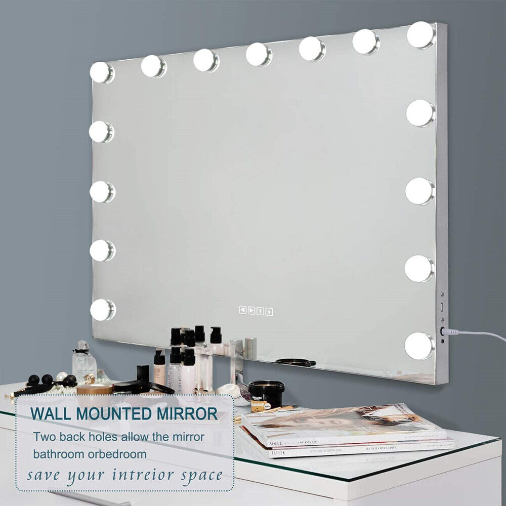 Hollywood LED Vanity Mirror Bluetooth Rectangle White Silver V178-66825