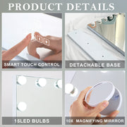 Hollywood LED Vanity Mirror Bluetooth Rectangle White Silver V178-66825