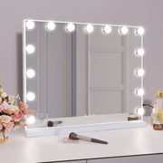 Hollywood LED Vanity Mirror Rectangle White Silver Wall Mirror V178-66826