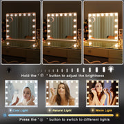 Hollywood LED Vanity Mirror Rectangle White Silver Wall Mirror V178-66826