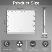 Hollywood LED Vanity Mirror Rectangle White Silver Wall Mirror V178-66826