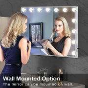 Hollywood LED Vanity Mirror Rectangle White Silver Wall Mirror V178-66826
