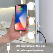 White Bluetooth Hollywood Mirror Rectangle Vanity Wall Light V178-66827