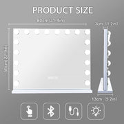 White Bluetooth Hollywood Mirror Rectangle Vanity Wall Light V178-66827