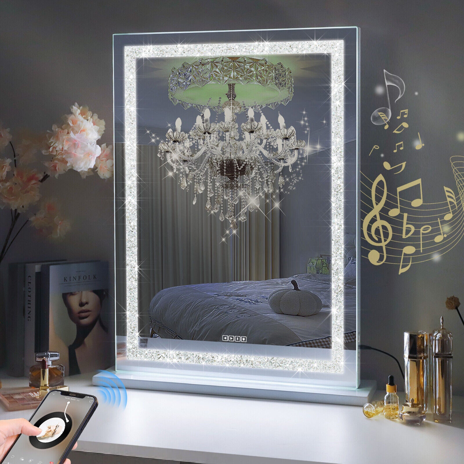 Crystal Vanity Mirror 80CM LED Bluetooth Magnifying V178-66828