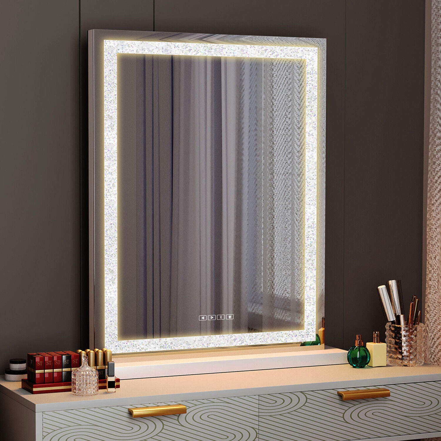 Crystal Vanity Mirror 80CM LED Bluetooth Magnifying V178-66828