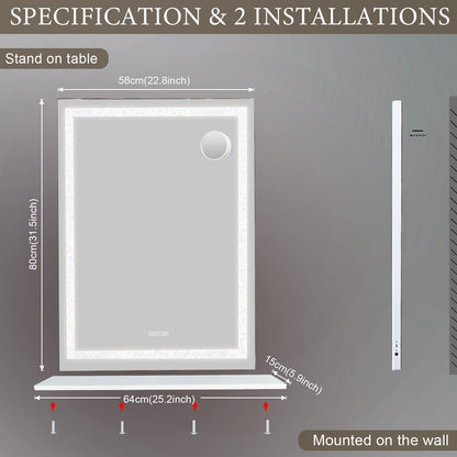 Crystal Vanity Mirror 80CM LED Bluetooth Magnifying V178-66828