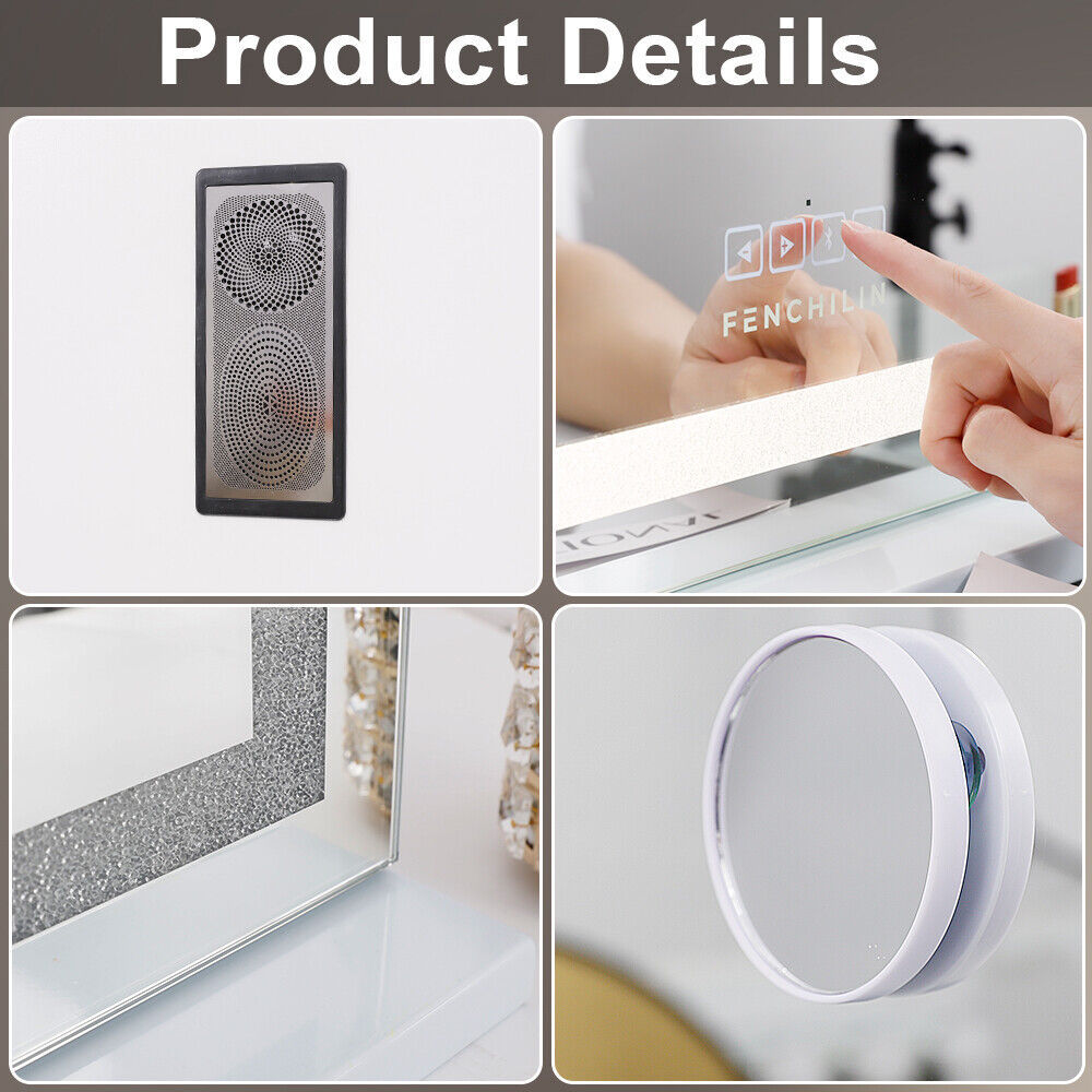 LED Makeup Mirror Bluetooth Touch Sensor Hollywood Vanity V178-66829